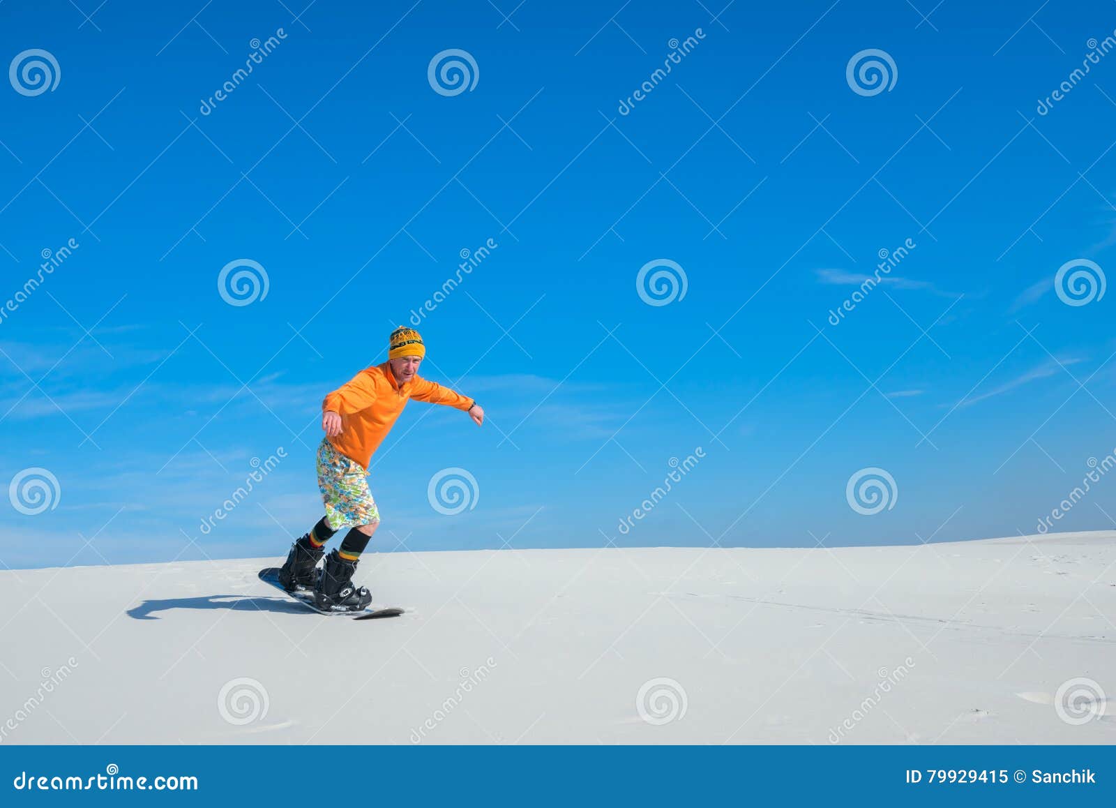 Sand Boarder Slides Down the Slope Stock Image - Image of authentic ...