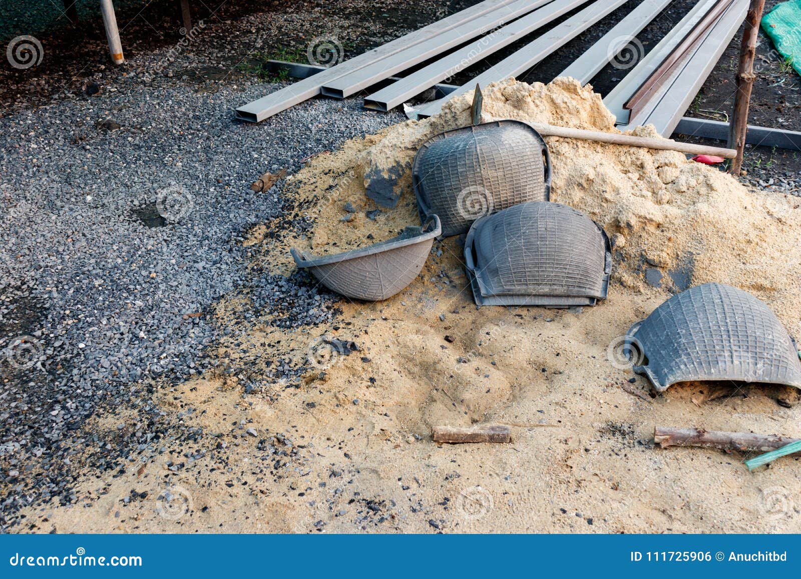 Sand Buckets of Construction Equipment Stock Photo Image of concrete