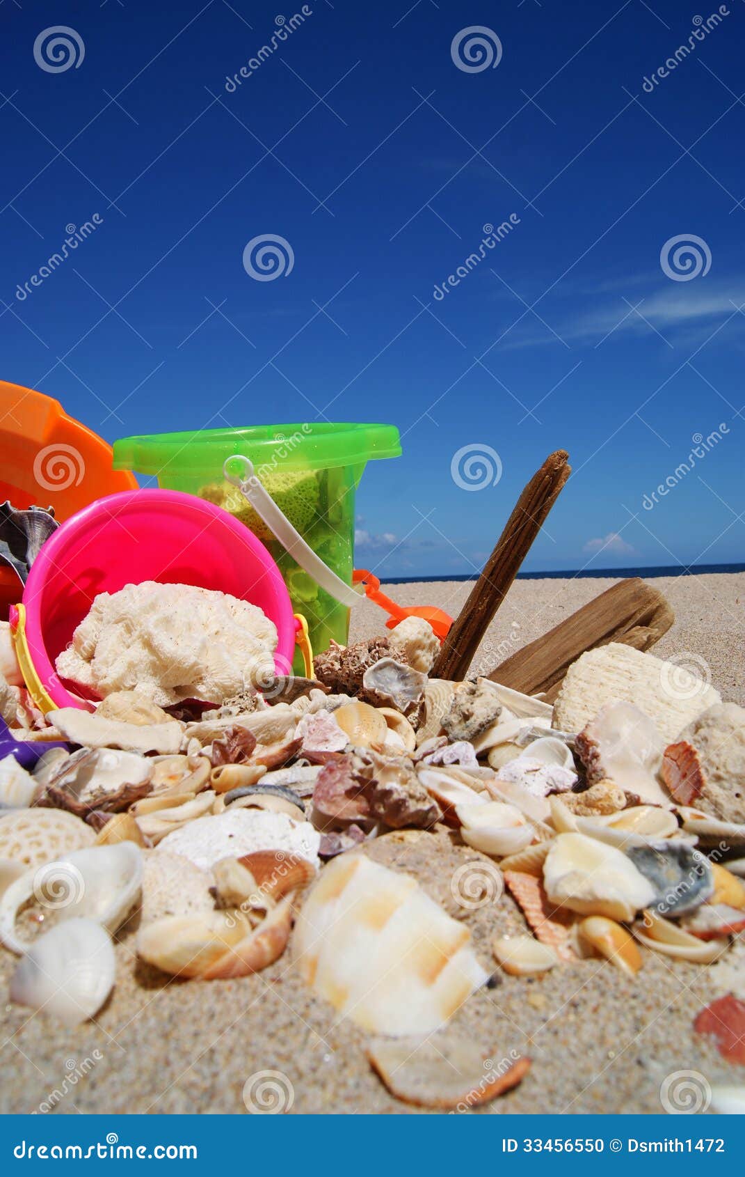 Sand Buckets and Shells on Fort Lauderdale Beach 3 Stock Photo Image