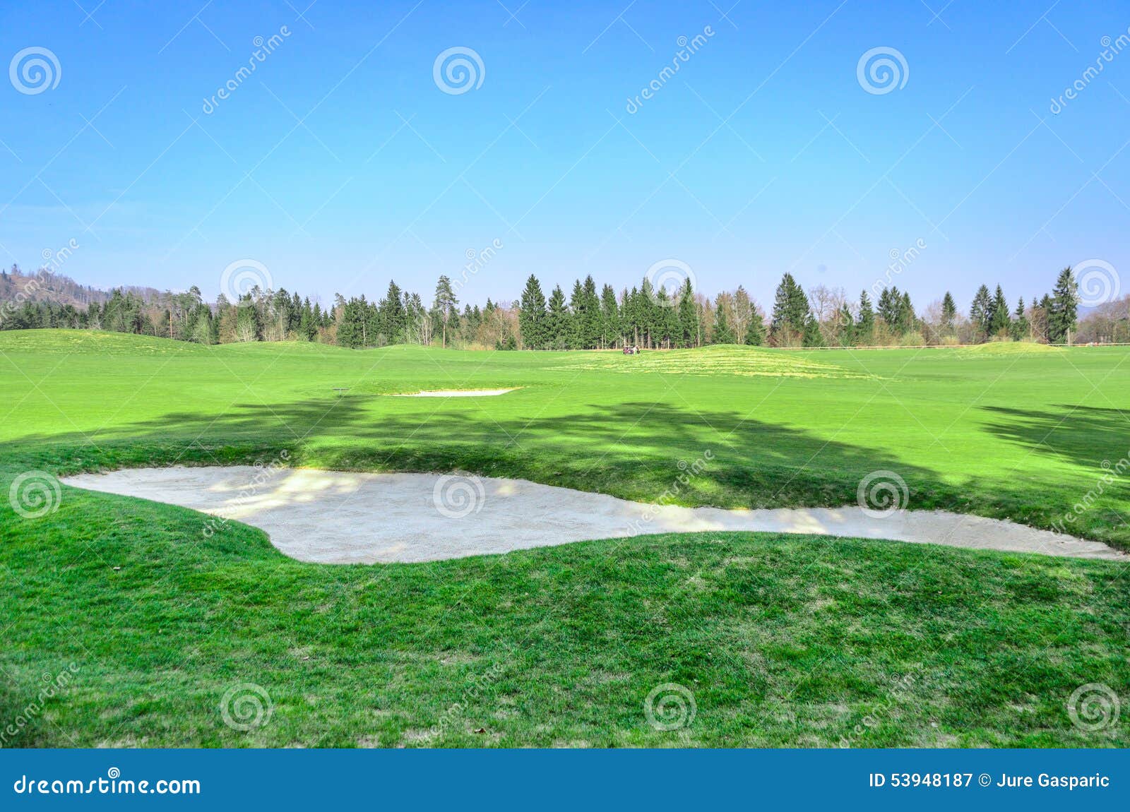 Sand Bunker on the Golf Course. Sand Trap Stock Image Image of