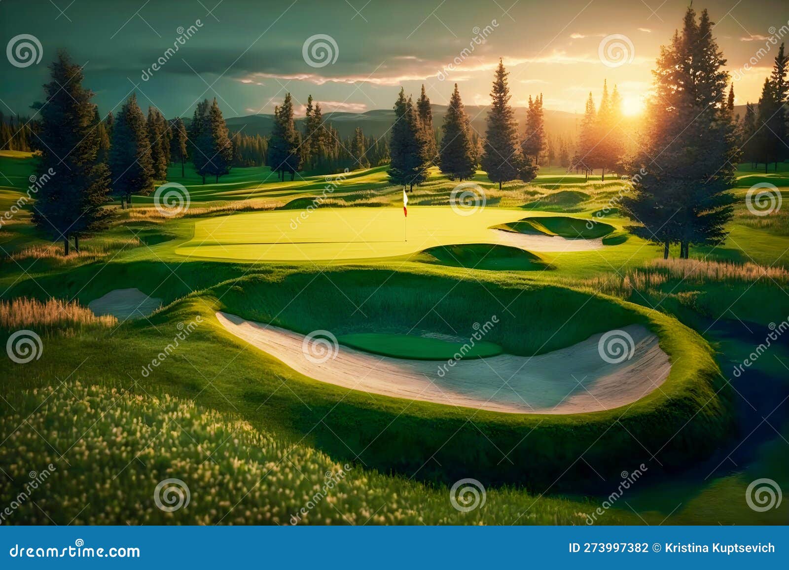 Sand Bunkers at the Beautiful Golf Course at the Mountains View at Sand Bunkers at the Beautiful Golf Course at the Mountains View at
