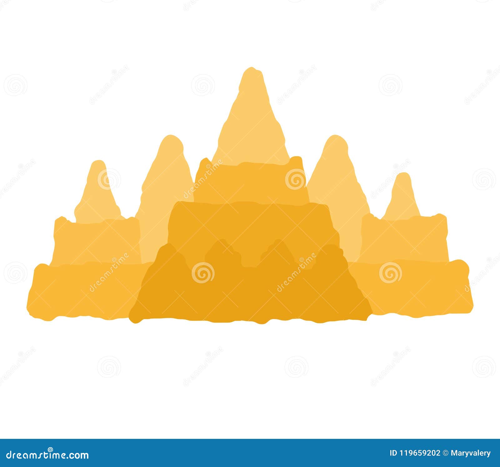 Sand Castle Isolated. Sandcastle Children Game on Beach. Vector Stock