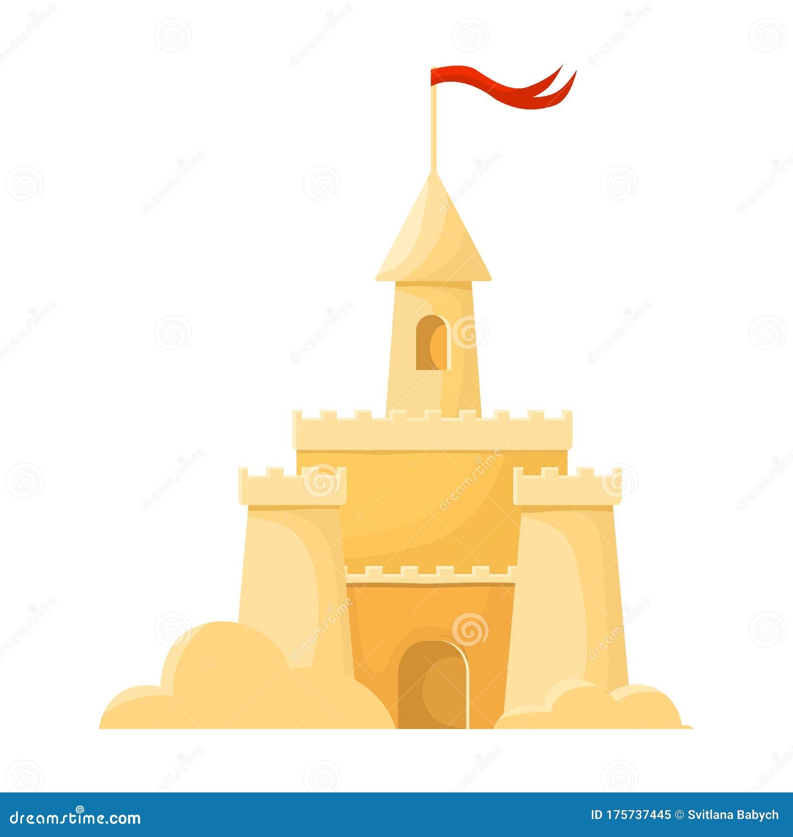Sand Castle Vector Icon.Cartoon Vector Icon Isolated On White