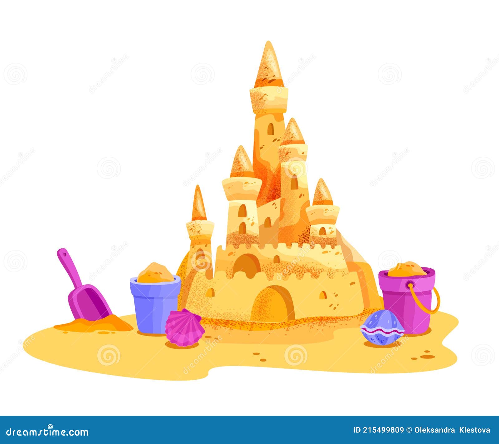 Sand Castle Vector Summer Beach Illustration, Cartoon Vacation Kids Clipart, Yellow Towers, Bucket, Shovel. Stock Vector - Illustration of clipart, construction: 215499809 Sand Castle Vector Summer Beach Illustration, Cartoon Vacation Kids Clipart, Yellow Towers, Bucket, Shovel. Stock Vector - Illustration of clipart, construction: 215499809