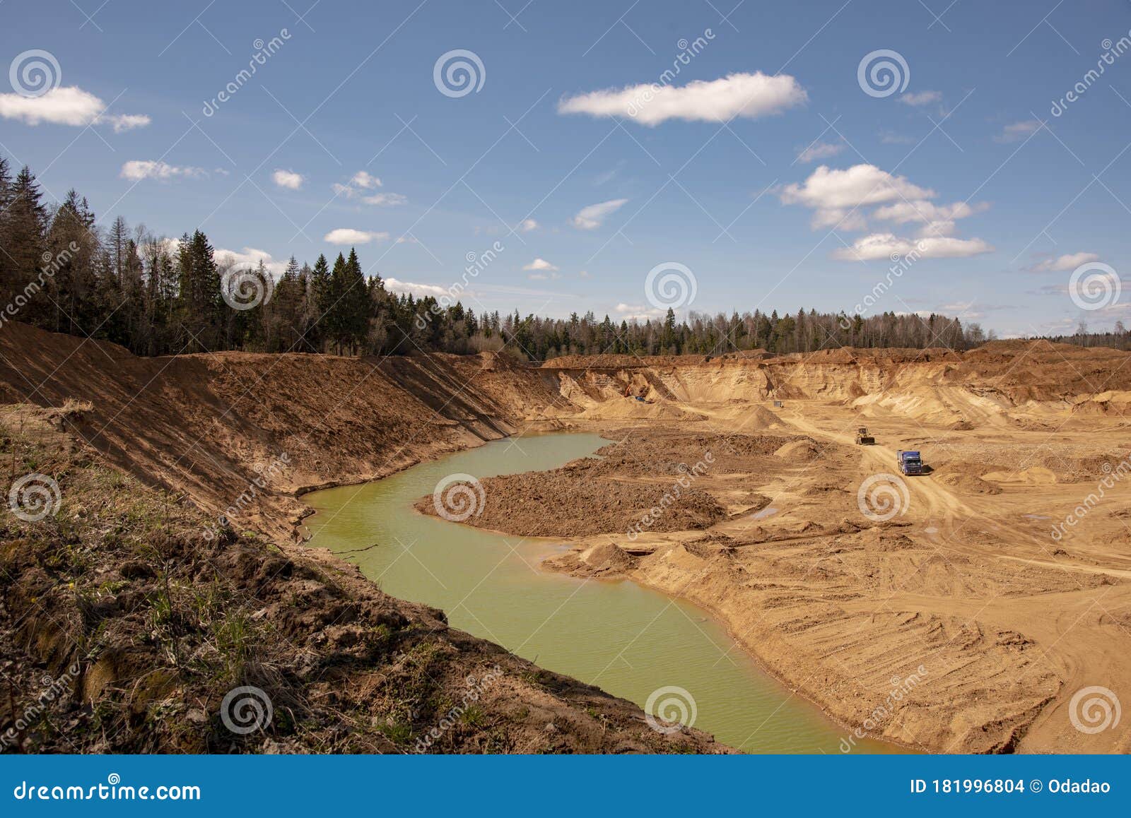 Sand Deep Quarry Under a Blue Cloudy Sky Stock Photo Image of dirt