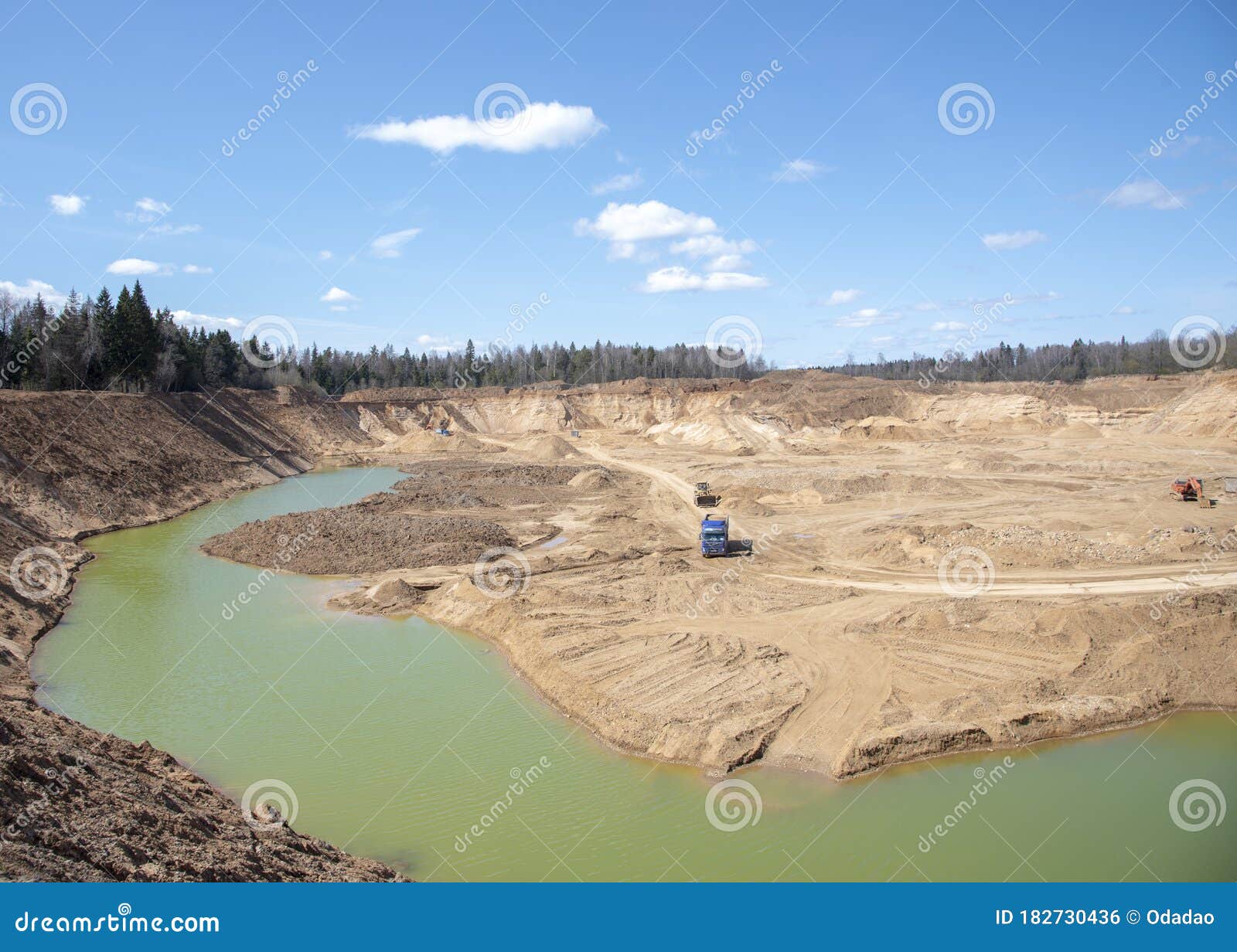 Sand Deep Quarry Under a Blue Cloudy Sky Stock Photo Image of pits