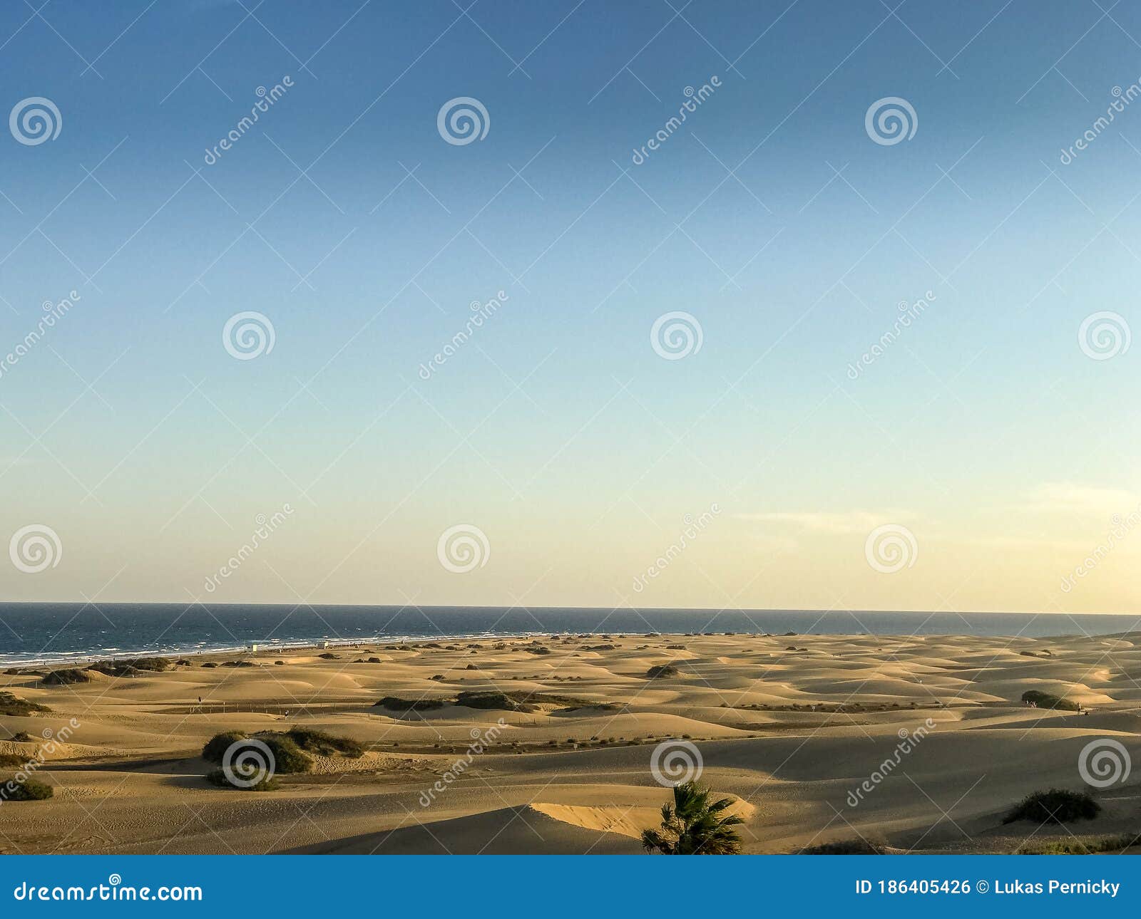 Sand Dunes Around A City Full Of People Walking Down The