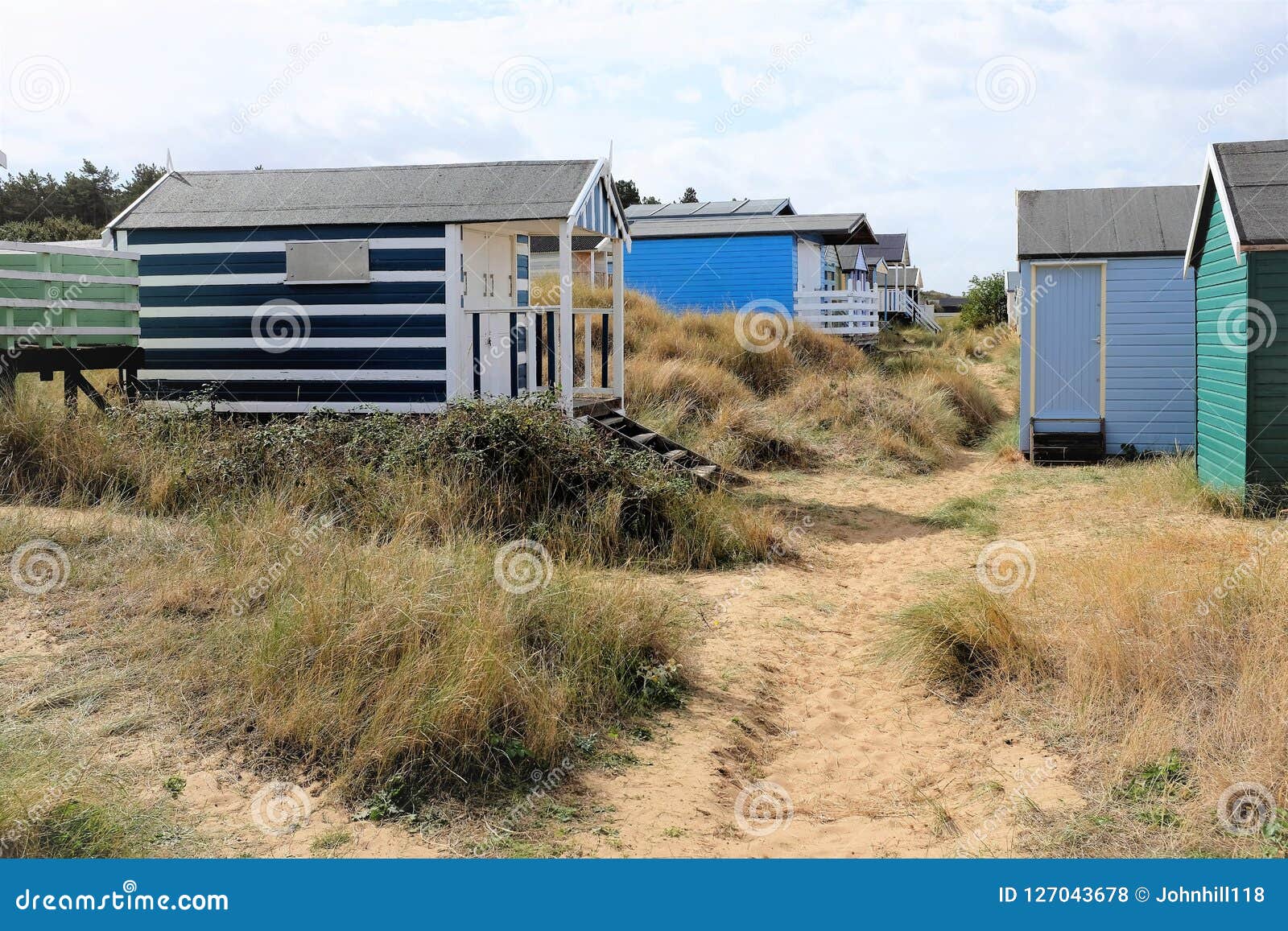 Sand Dunes Beach Huts Old Hunstanton Norfolk Stock Photo Image Of