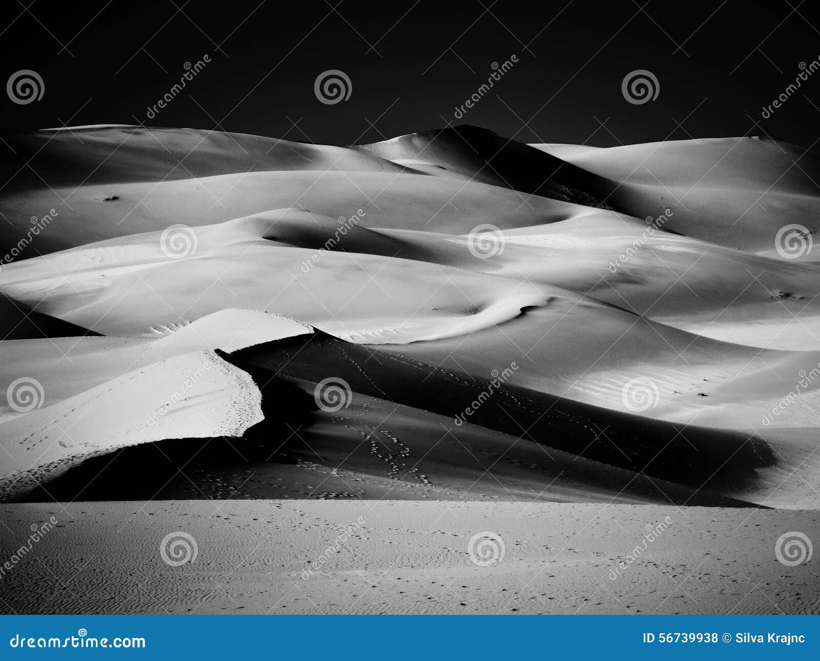 Sand Dunes, Black and White Version Stock Photo Image of landscape