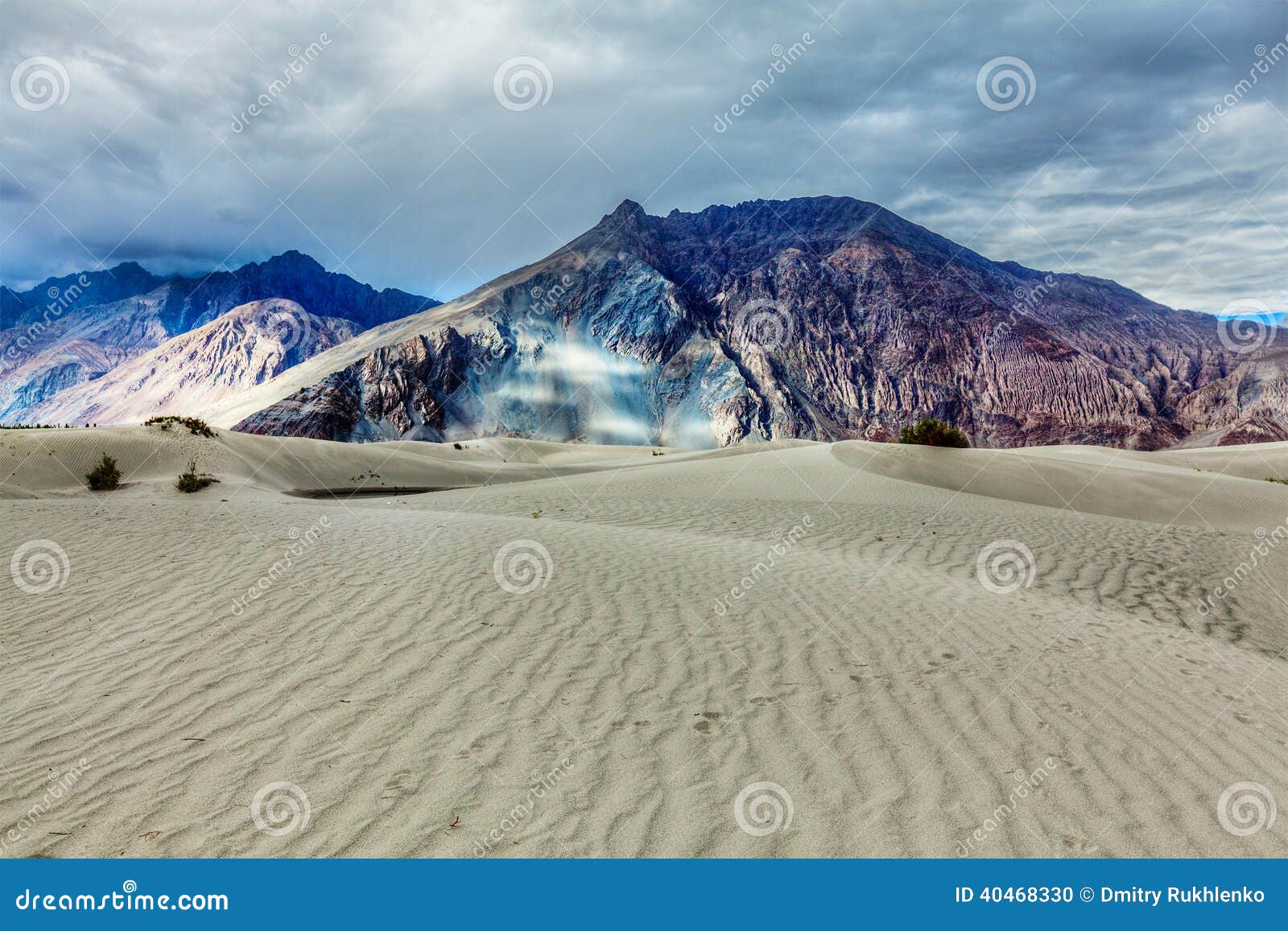 sand dunes in himalayas. hunder, nubra valley, ladakh