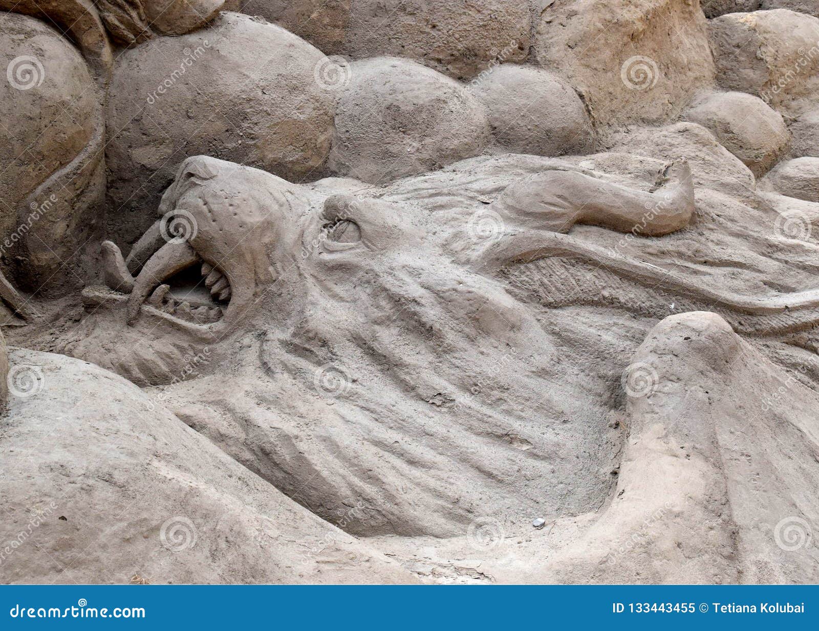 Sand Lion Head Sculpture Close Up Stock Image Image Of Fantasy Culture 133443455