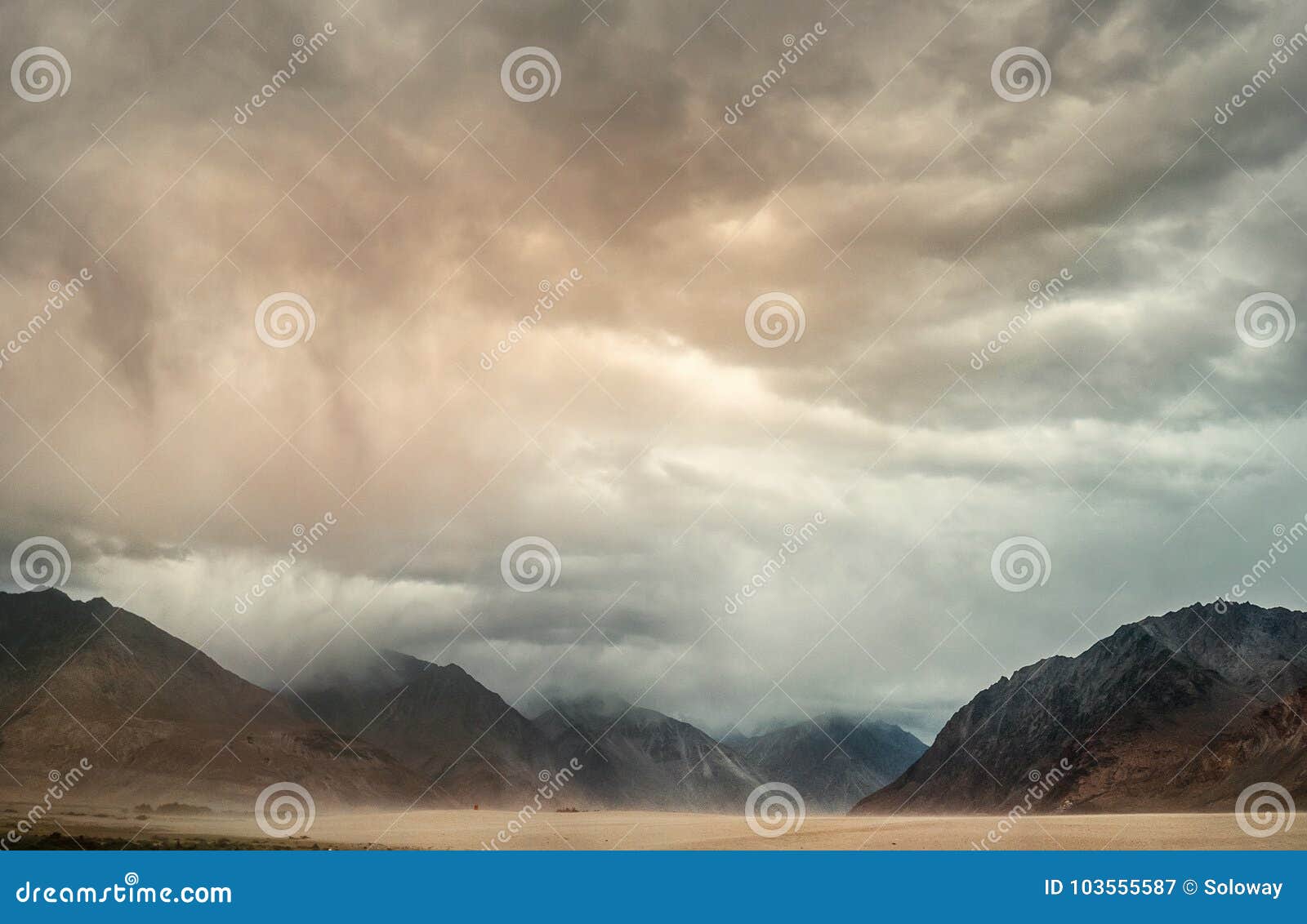 sand storm in nubra valley, jammu and kashmir, leh, india