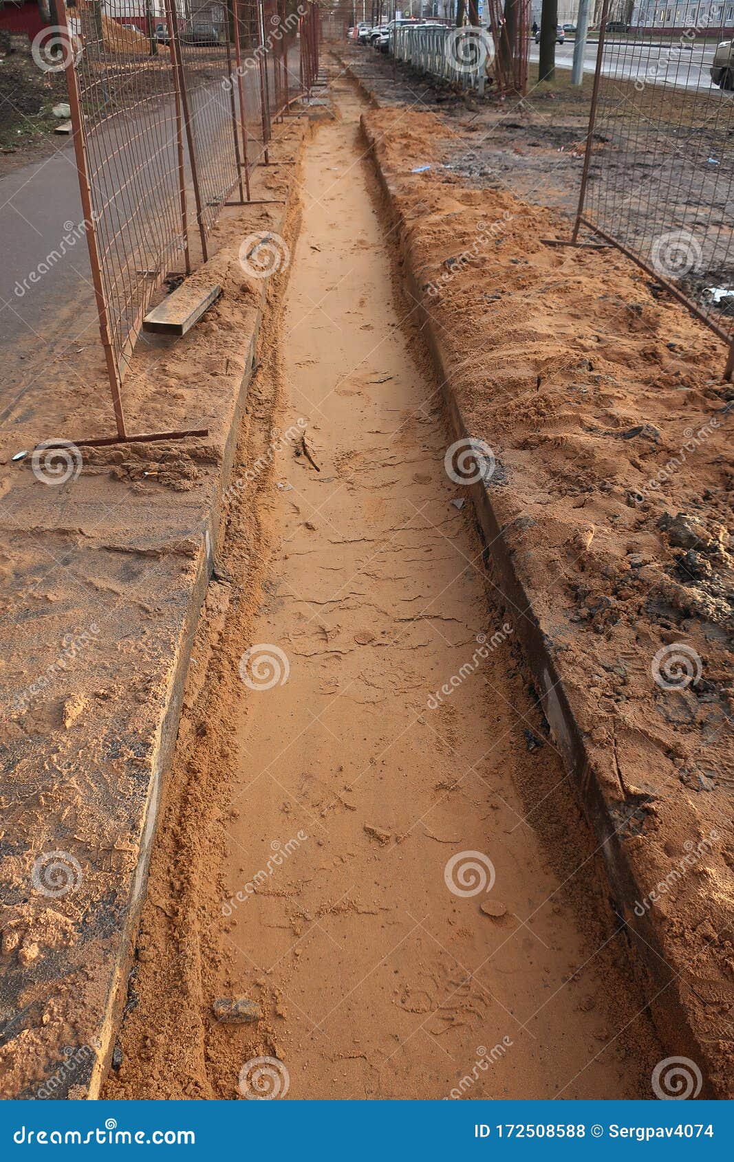 Sand Trench for Laying Cable Stock Photo Image of culvert, ground