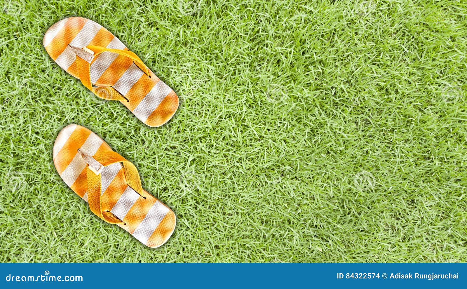 Sandal on Background of Green Grass Stock Photo - Image of relax, polka ...