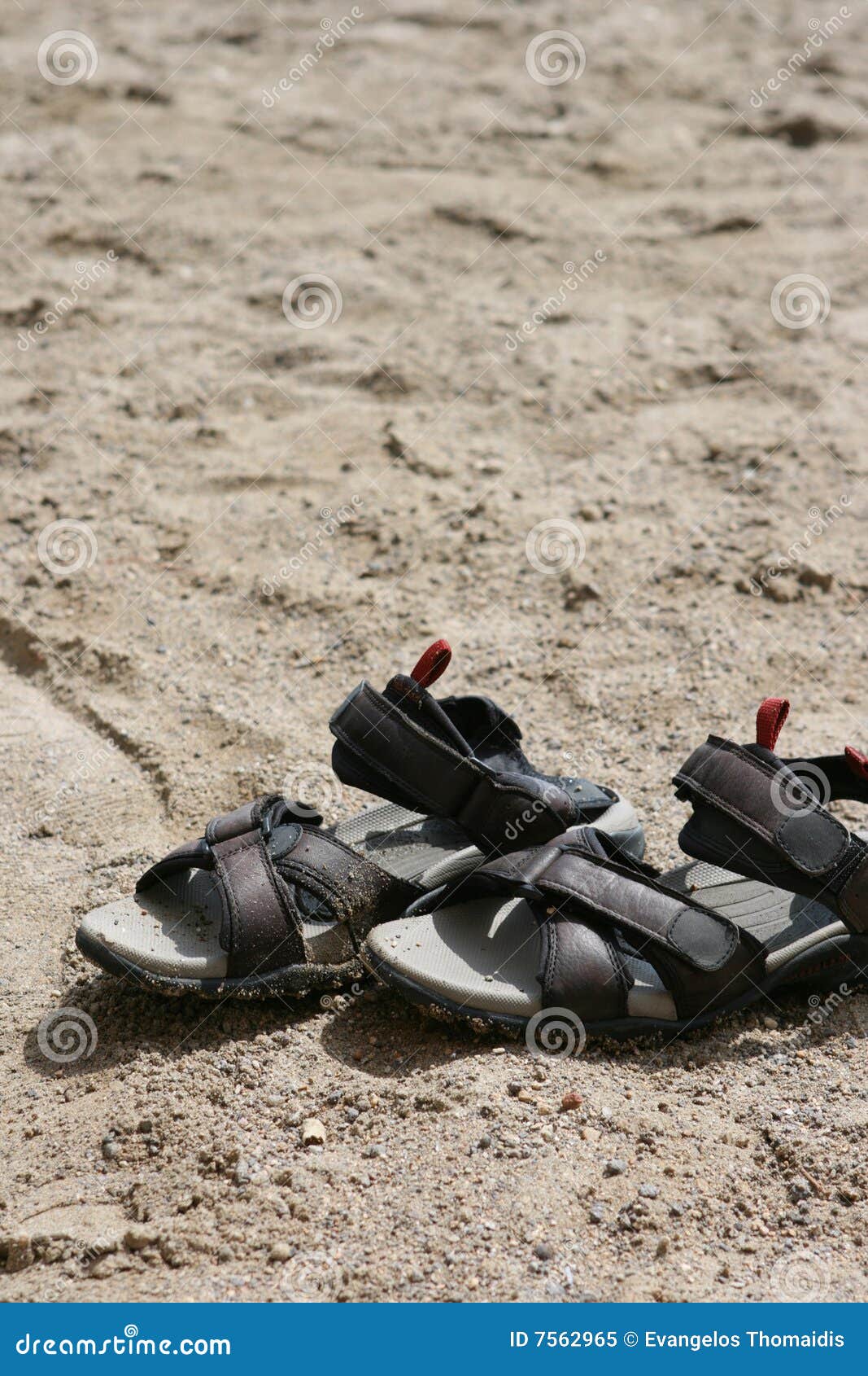 Sandals on the beach stock image. Image of closeup, holidays - 7562965