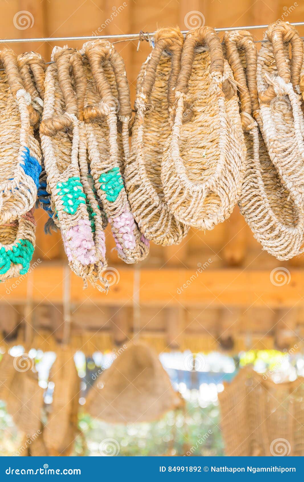 sandals made by hand, using sisal at namsangol hanok village, se