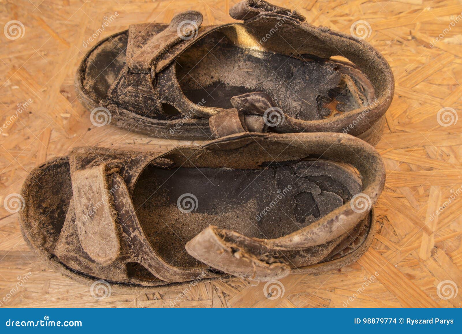 Sandals Old, Worn Out Being Based Stock Photo - Image of plate, skin ...
