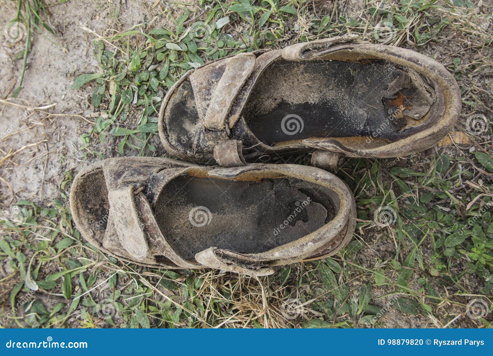 Sandals Old, Worn Out Being Based Stock Photo - Image of destroyed ...
