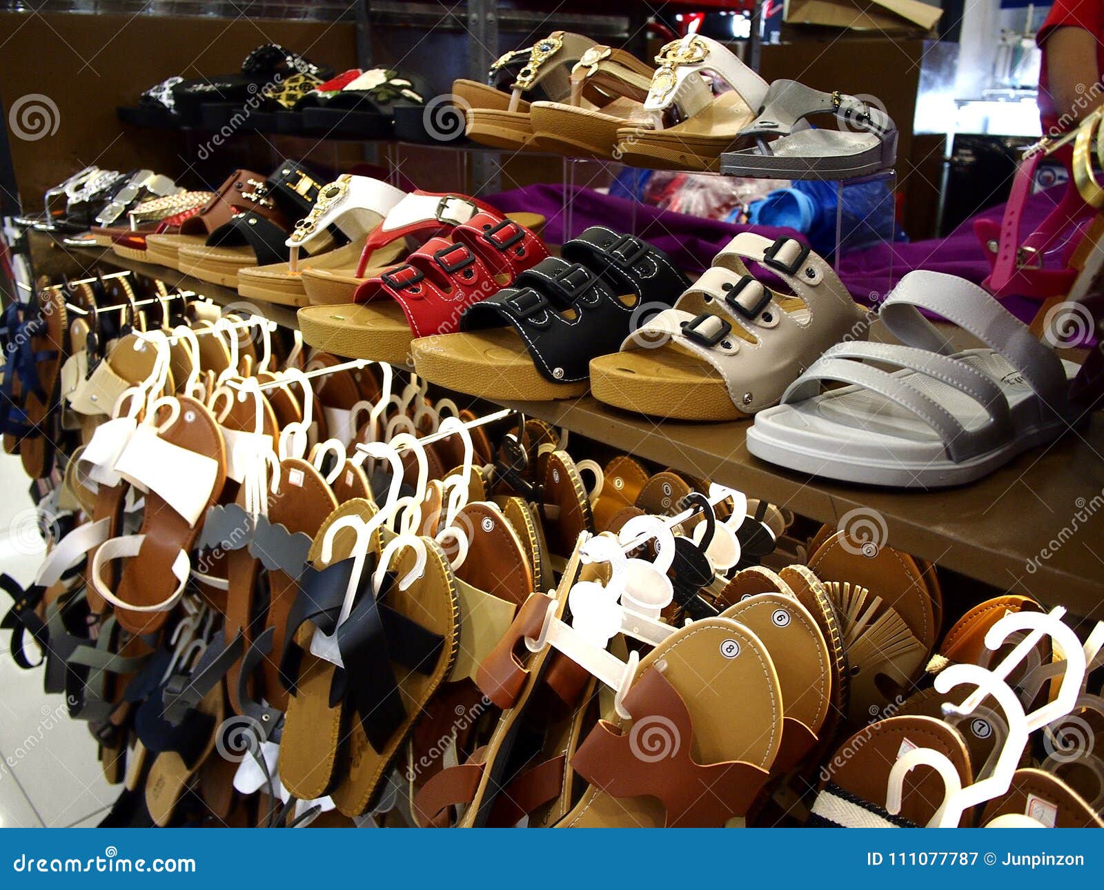 Sandals and Slippers on Display Stock Image - Image of accessories ...