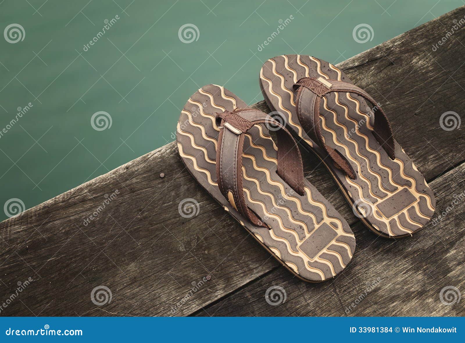Sandals on wood stock photo. Image of lake, leisure, wood - 33981384