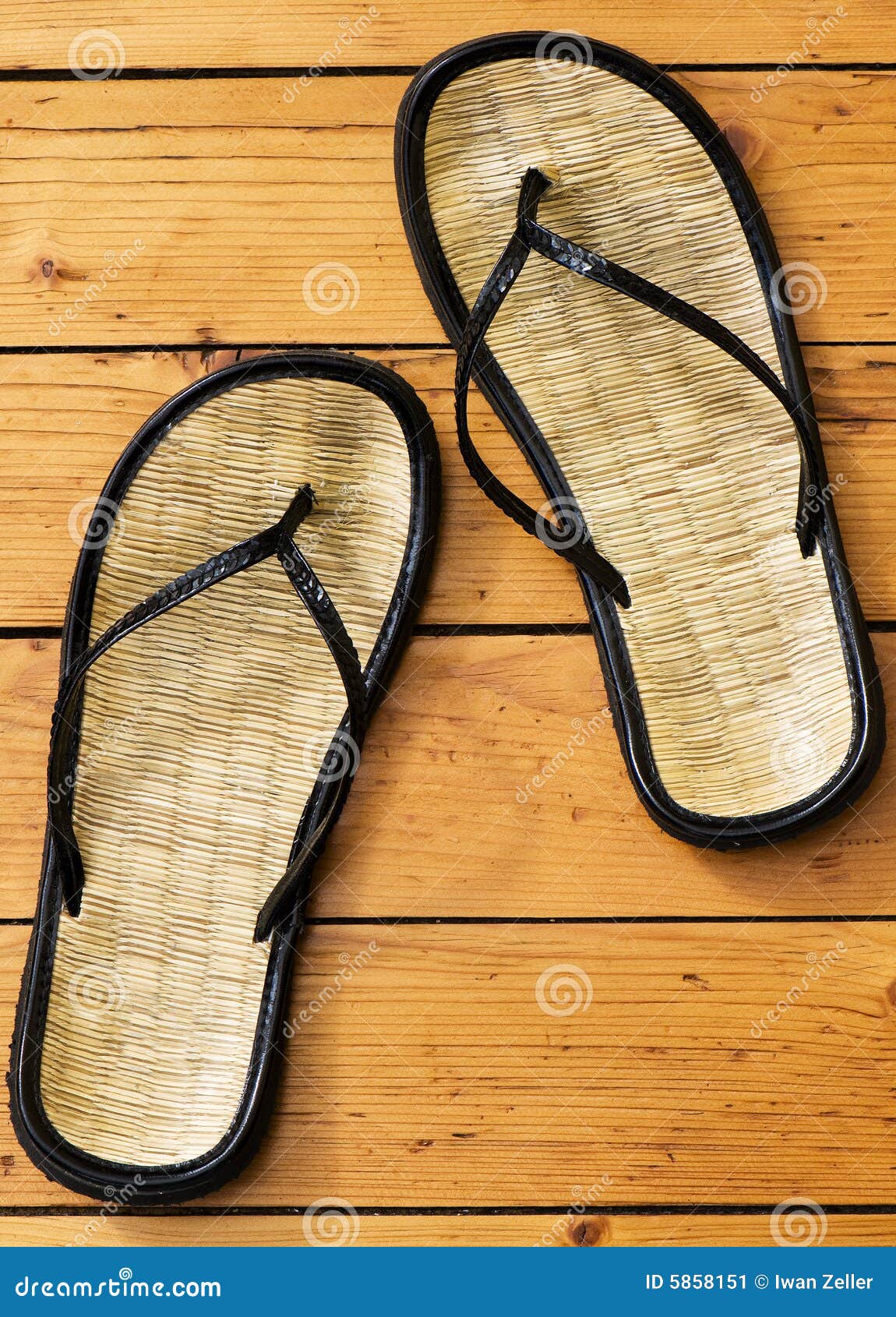 Sandals on wooden floor stock image. Image of color, wood - 5858151