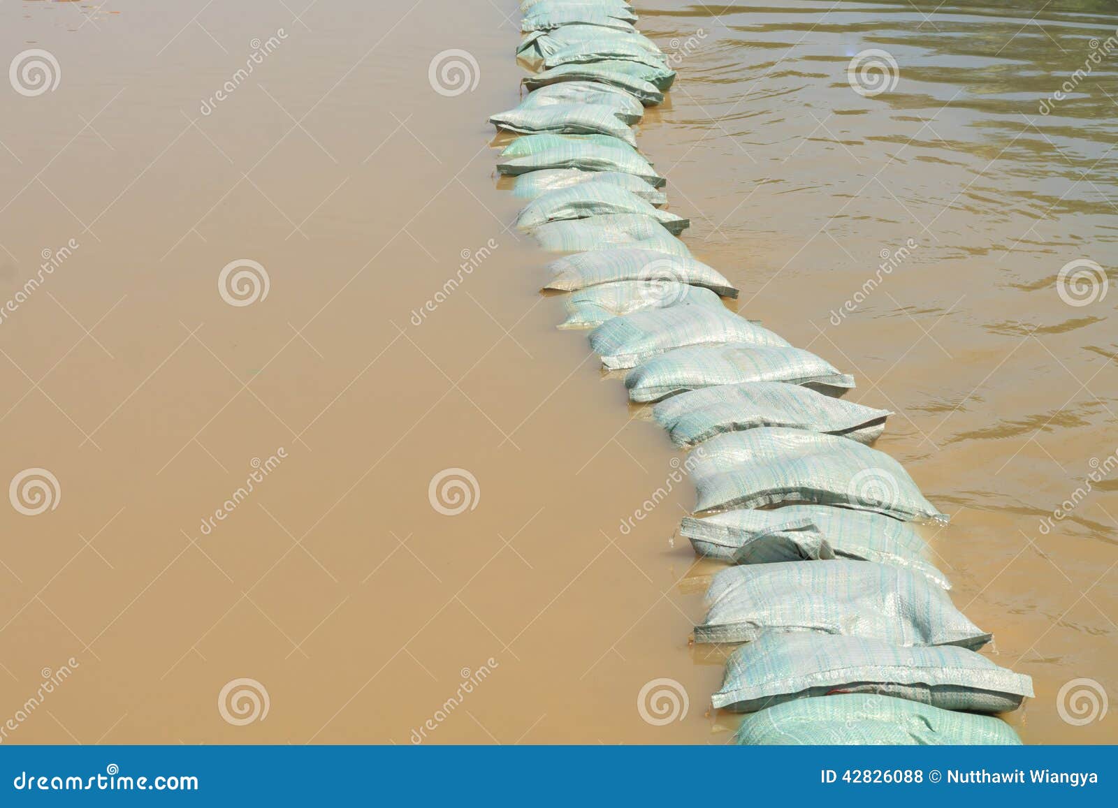 Sandbags flood protection stock photo. Image of global 42826088