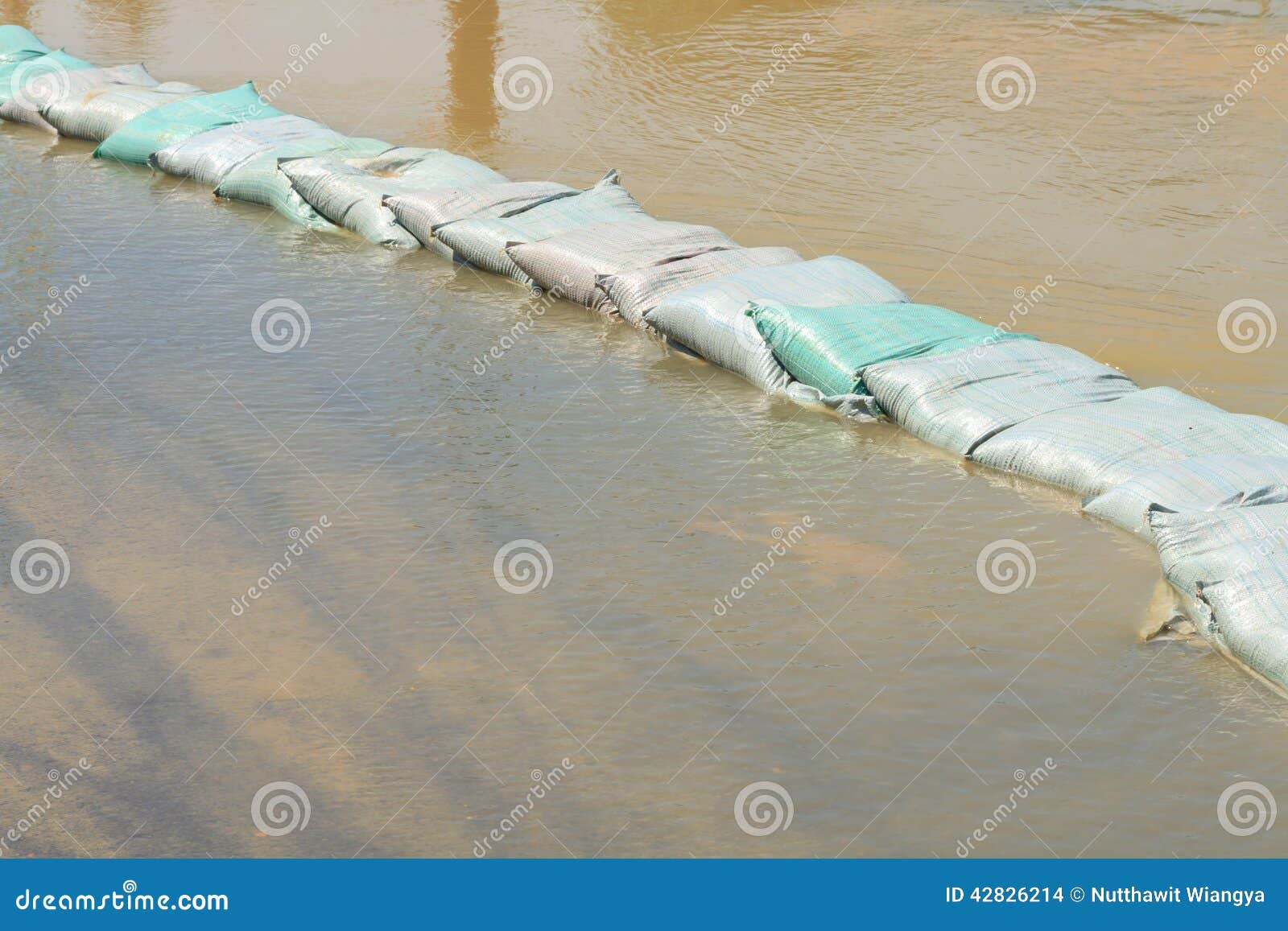 Sandbags flood protection stock photo. Image of outdoors 42826214