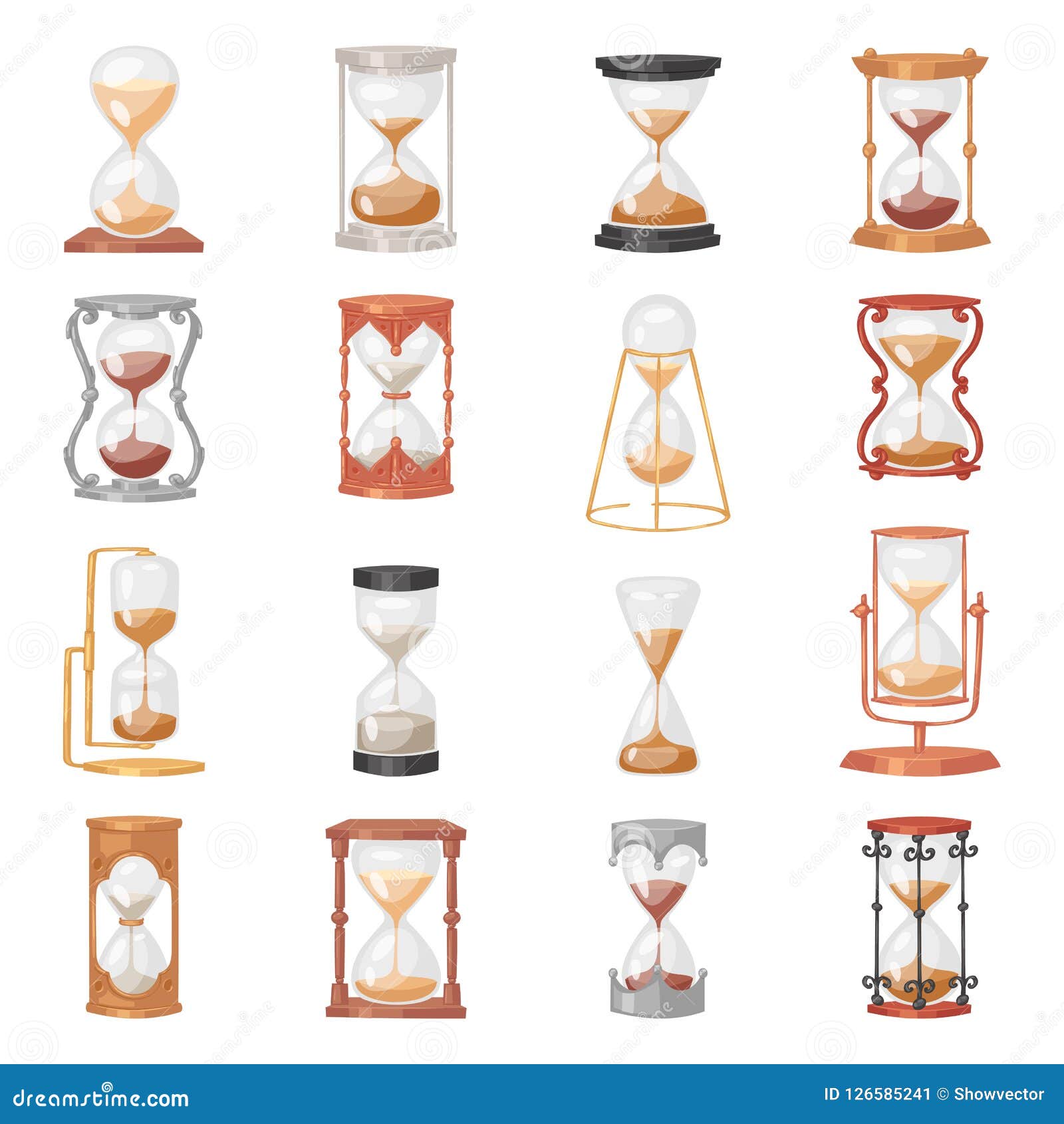 sandglass  glass clock with flowing sand and hourglass clocked in time  clocking alarm timer to