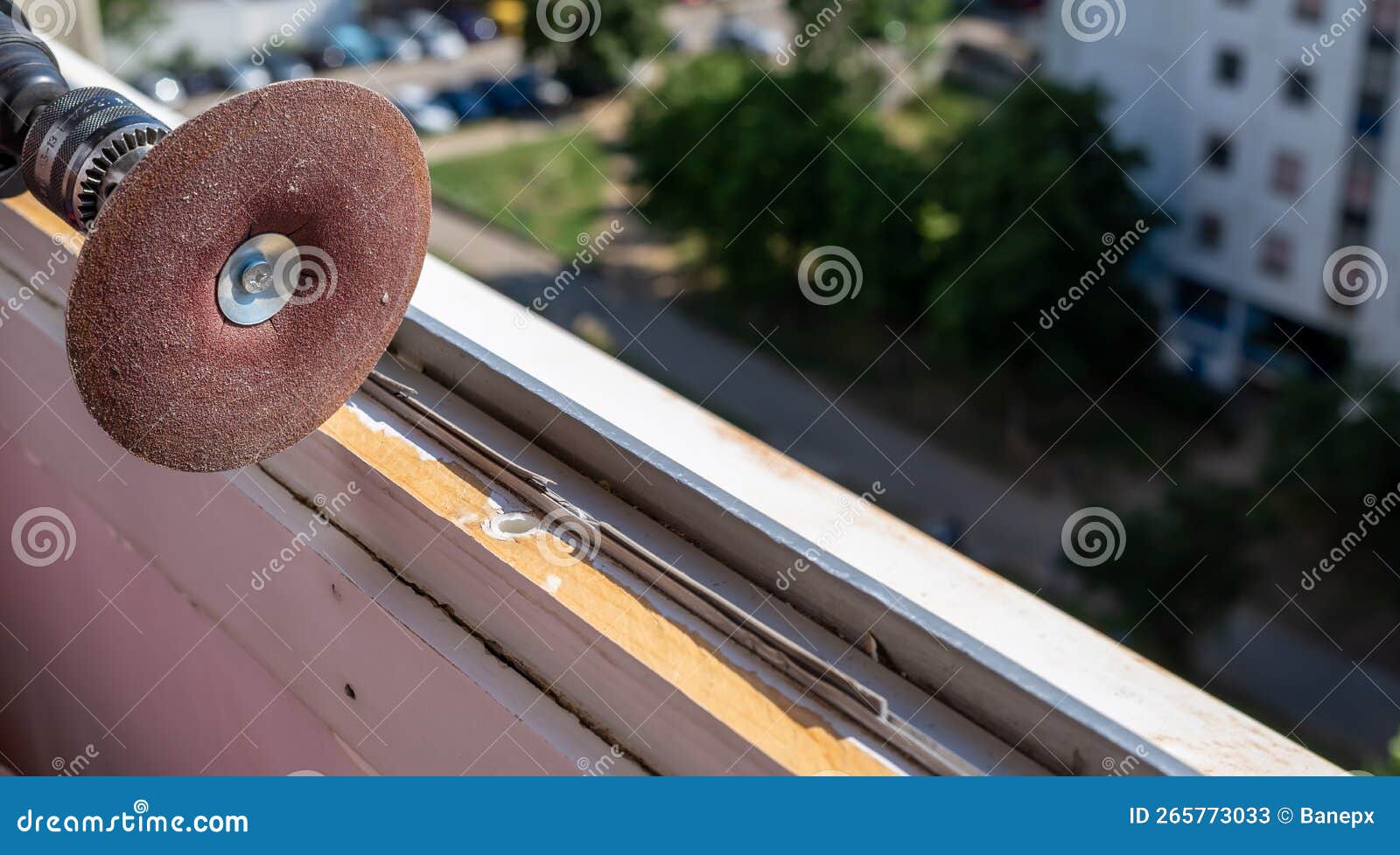 Sanding an Old Window Frame Stock Image Image of grinder, home 265773033