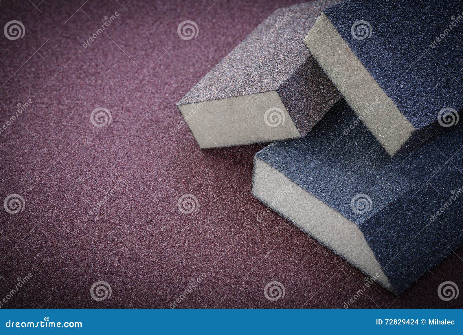 Sanding Sponges on Polishing Sheet Top View Abrasive Materials Stock