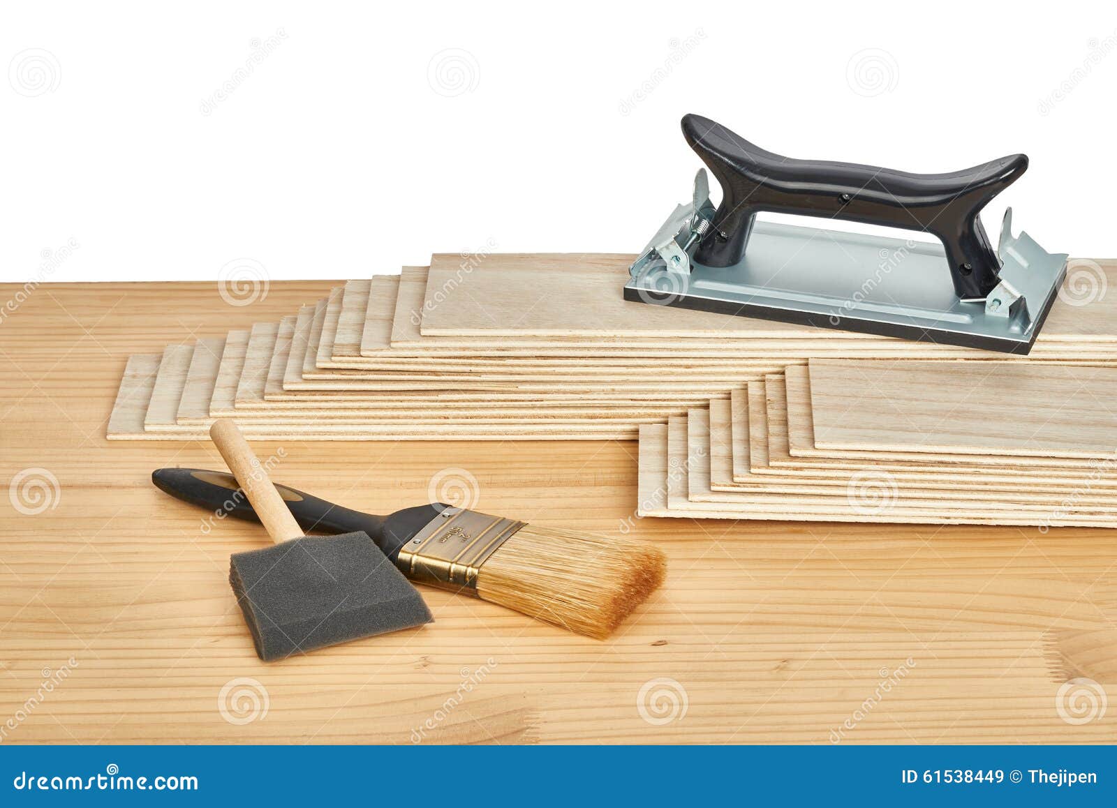 Sandpaper Holder, Stack of Veneers and Paint Brushes Stock Image Image of tool, black 61538449