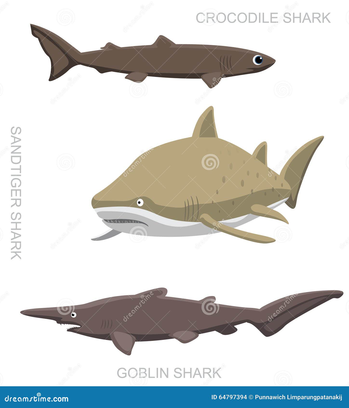 Goblin Shark Cartoon Background Seamless Wallpaper Vector Illustration