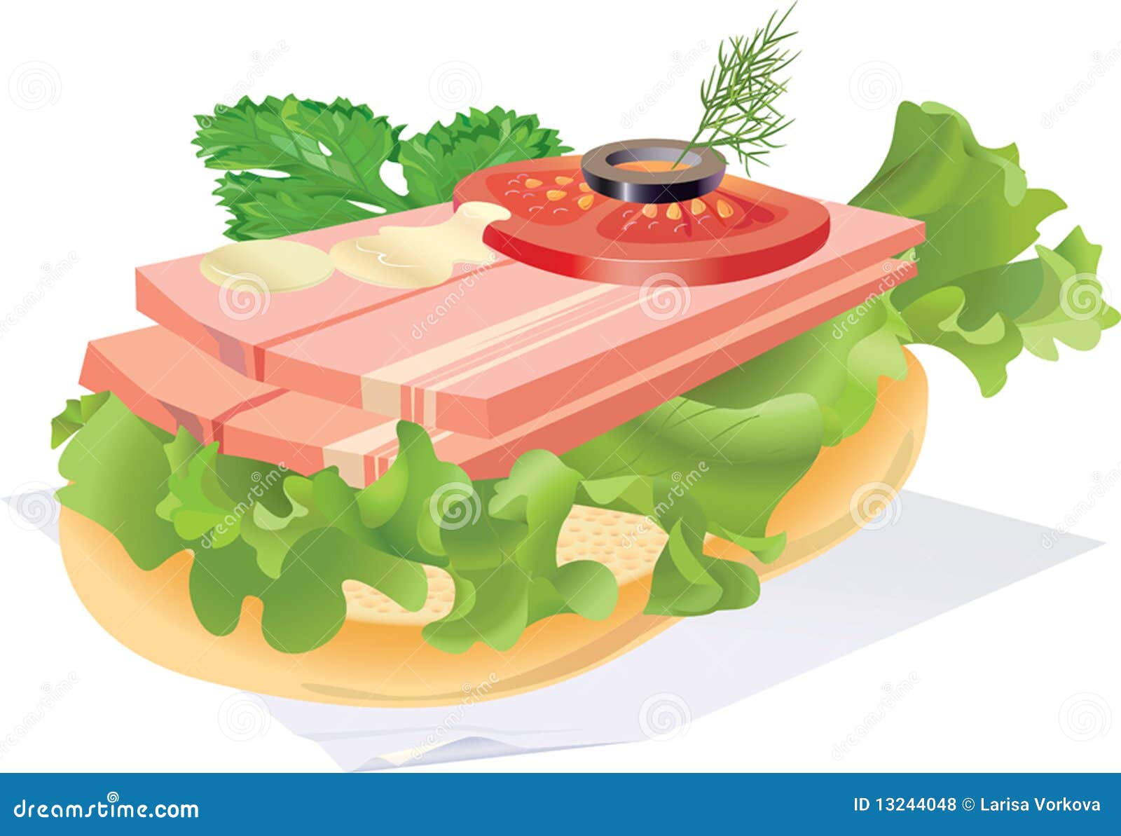 Sandwich with bacon stock illustration. Illustration of healthy 13244048
