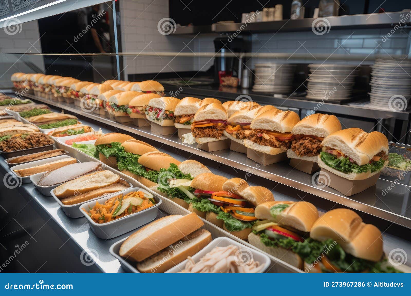 A Sandwich Bar with Endless Choices of Fillings and Condiments Stock Illustration Illustration