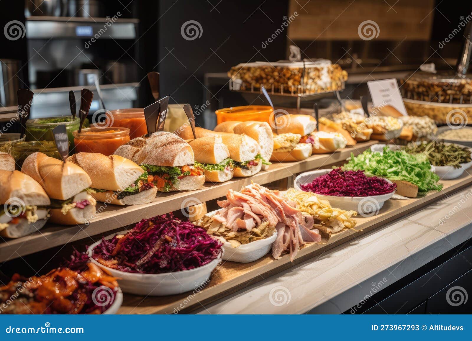 A Sandwich Bar with Endless Choices of Fillings and Condiments Stock Illustration Illustration