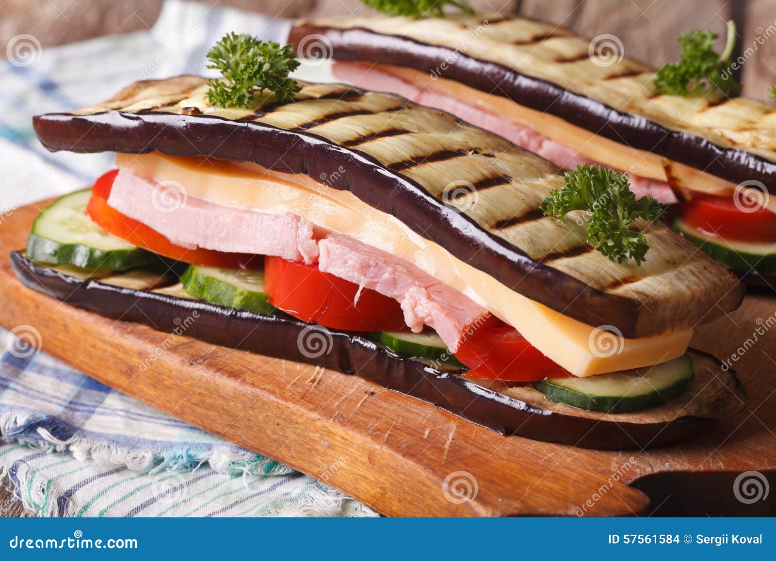 Sandwich without Bread with Fresh Vegetables, Ham and Cheese Stock