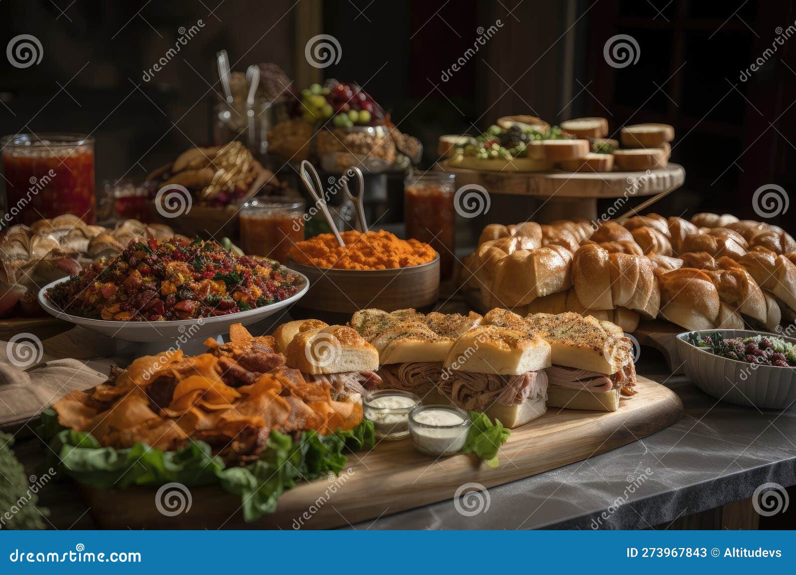 Sandwich Buffet with an Array of Fillings and Toppings for Guests To