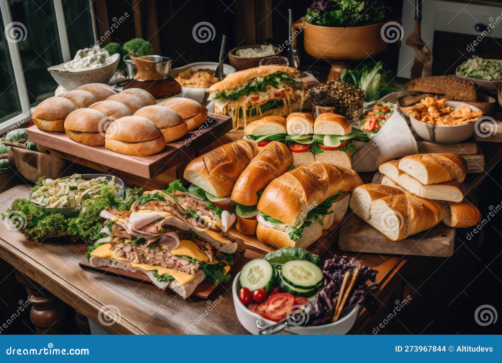 Sandwich Buffet with an Array of Fillings and Toppings for Guests To