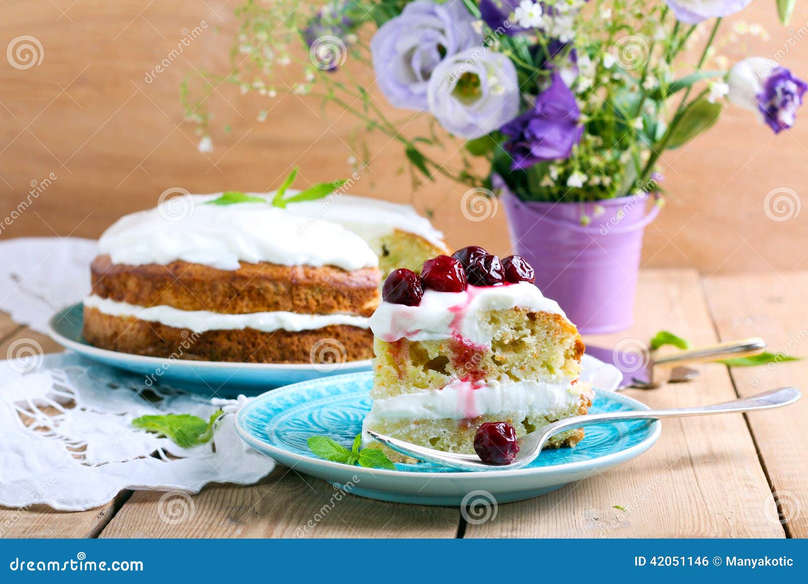 Sandwich cake stock photo. Image of homemade, cherry 42051146