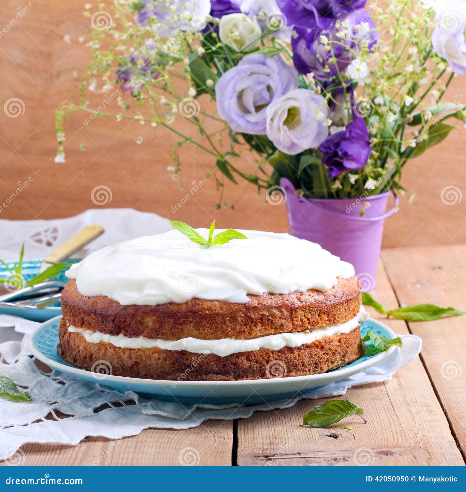 Sandwich Cake with Cream Cheese Stock Photo Image of icing, cream