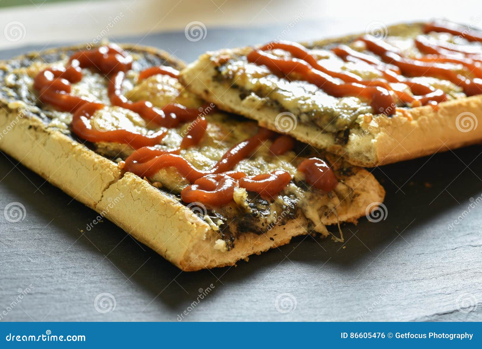 Sandwich with Cheese and Ketchup Stock Photo Image of roll, ketchup