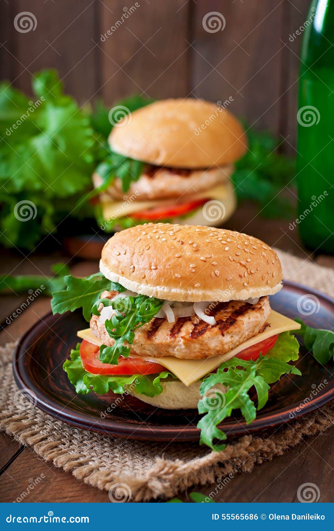 Sandwich with chicken stock photo. Image of burger, breast 55565686