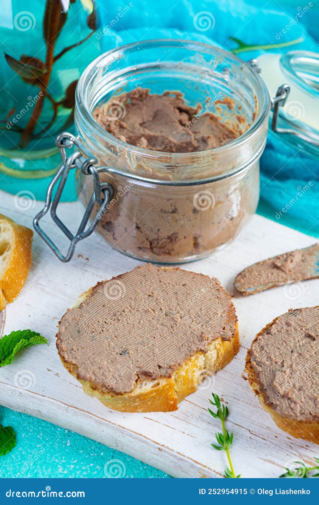 Sandwich with Chicken Liver Pate on Blue Background Stock Image Image of delicious, goose
