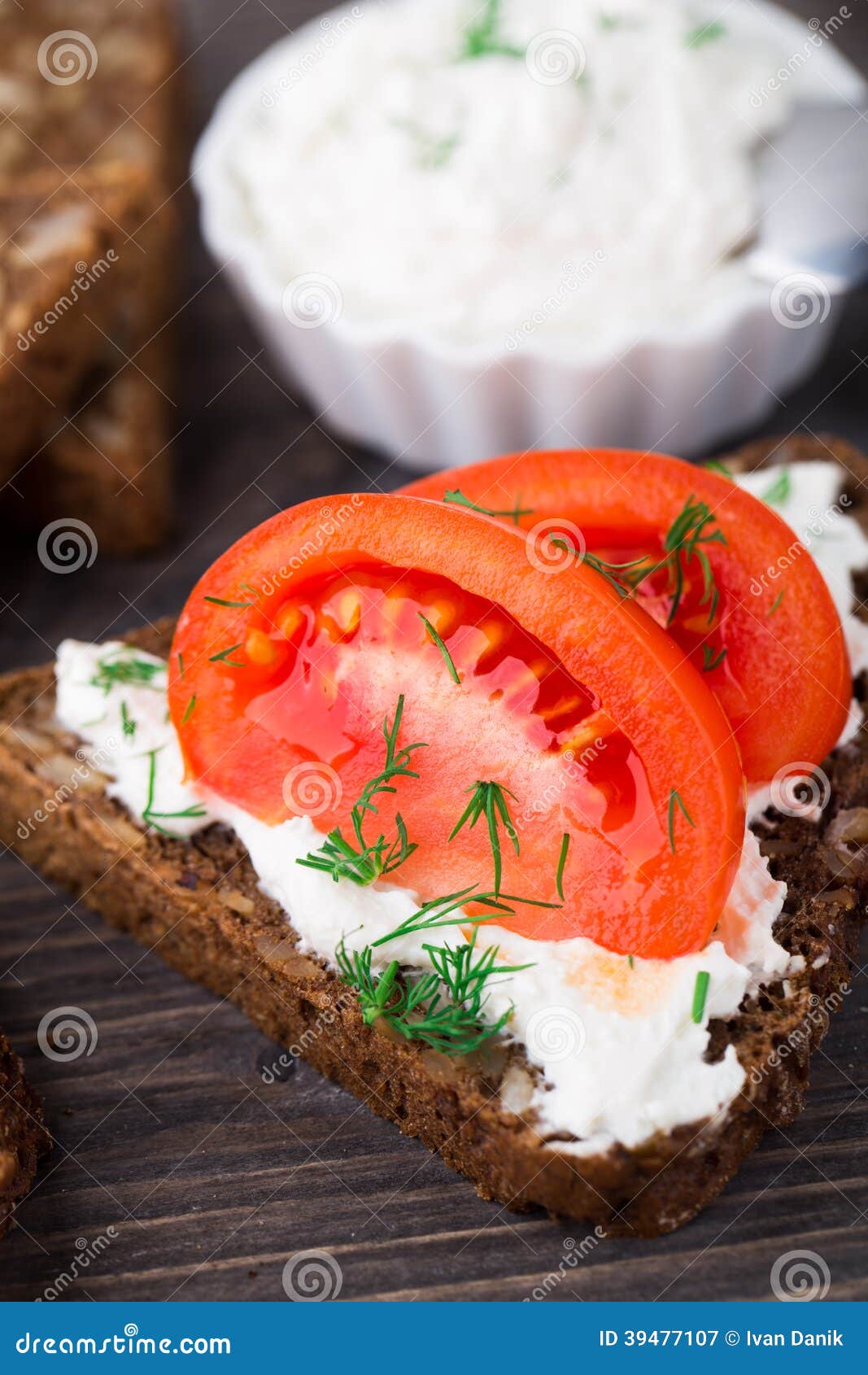 Sandwich with Cream Cheese and Tomato Stock Image Image of healthy