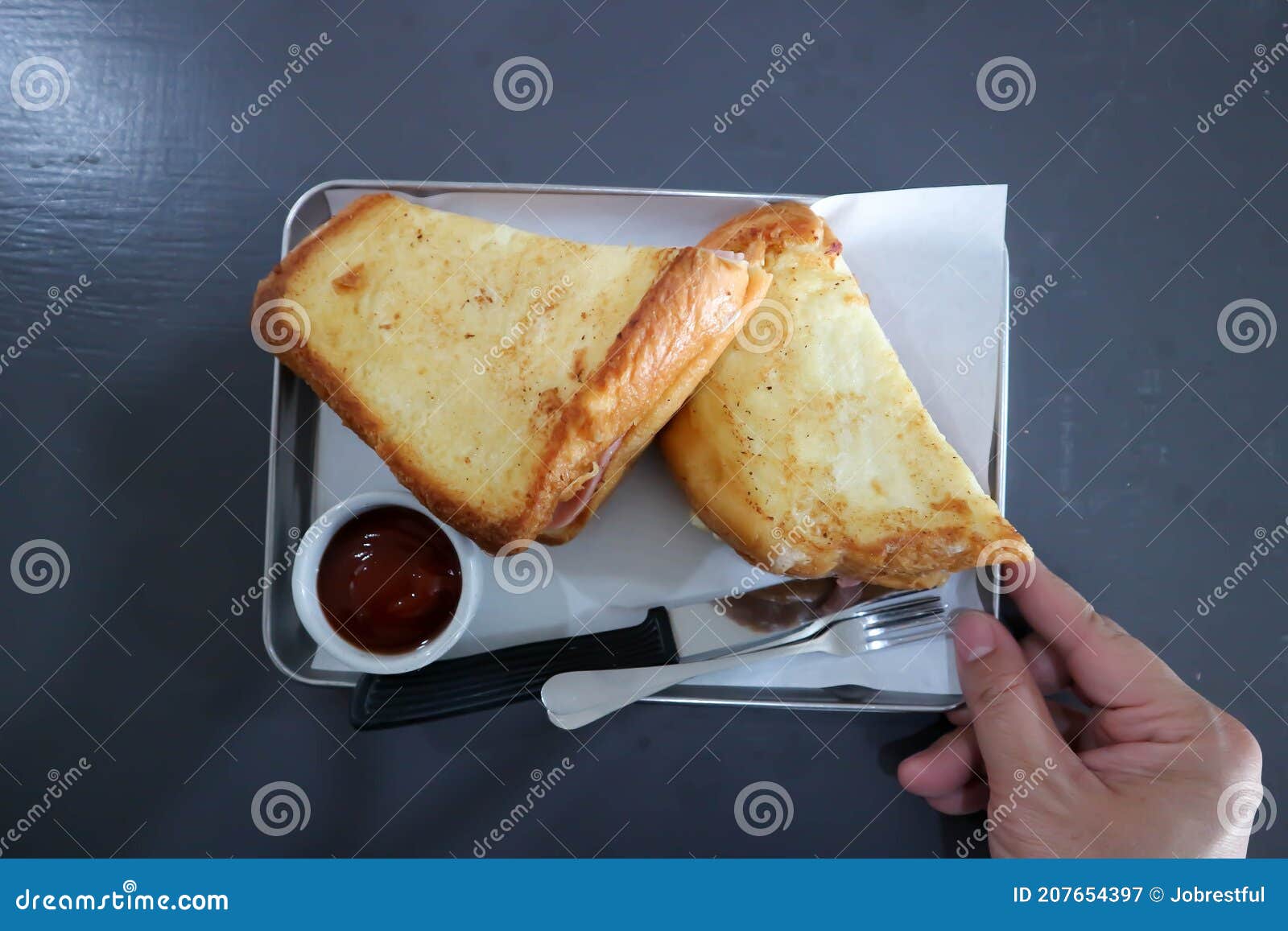 Sandwich, French Toast or Ham and Cheese Sandwich Stock Image Image of sandwich, served 207654397