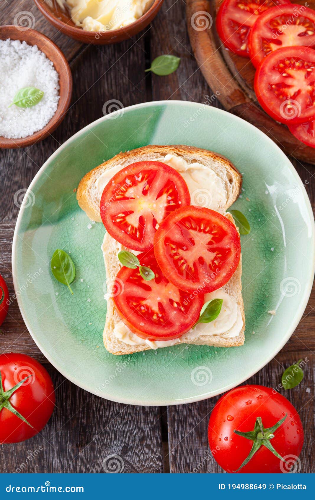 Sandwich with fresh tomato stock image. Image of tomato 194988649