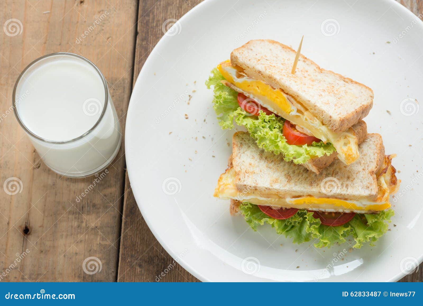 Sandwich Fried Egg with Cheese and Milk. Stock Image Image of milk