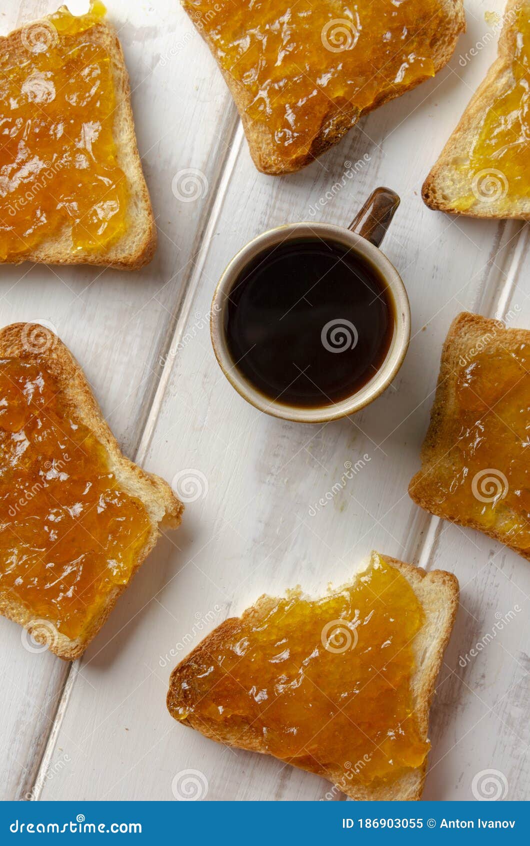 Sandwich with Fruit Jam with Espresso Cup Stock Image Image of food