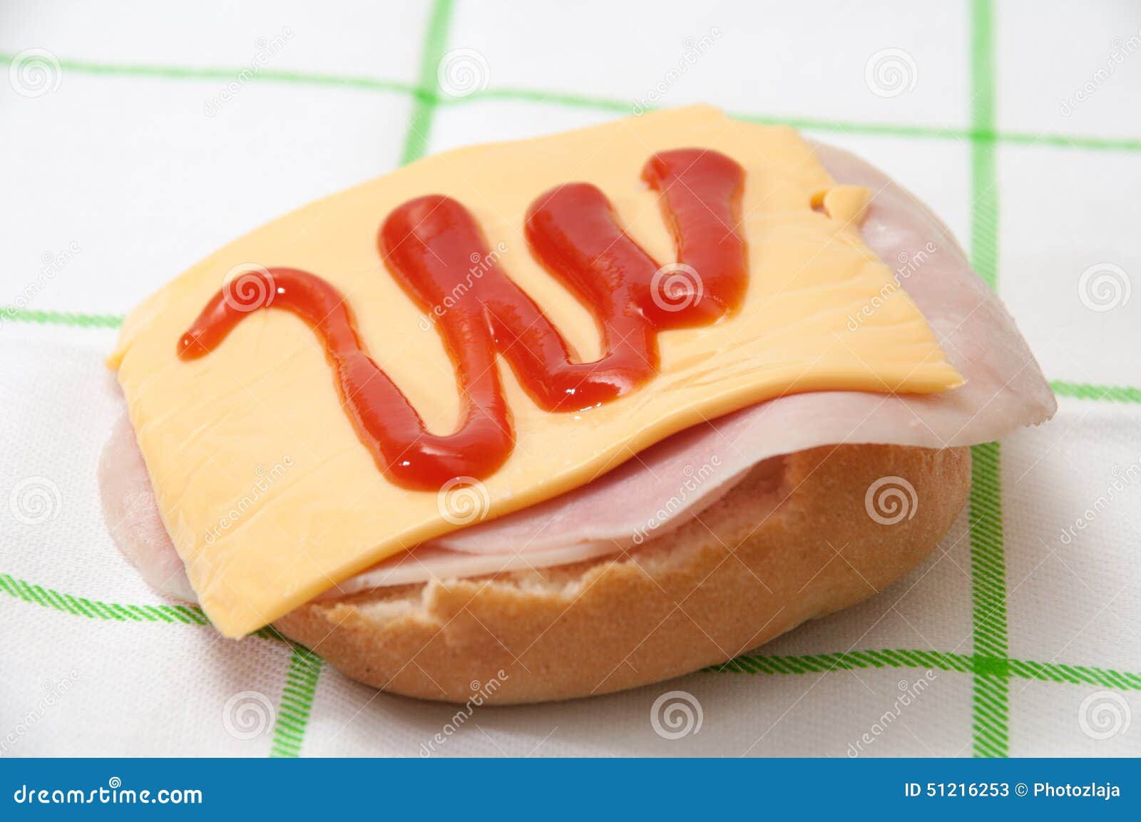Sandwich with Ham, Cheese, Ketchup and Mayonnaise Stock Image Image