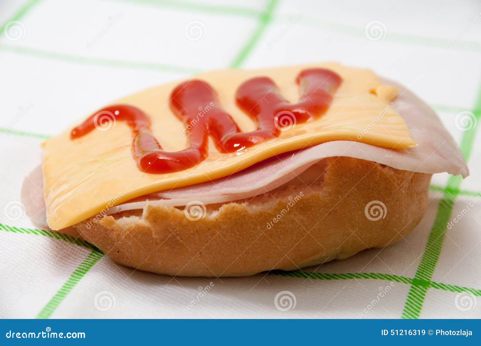 Sandwich with Ham, Cheese, Ketchup and Mayonnaise Stock Image Image